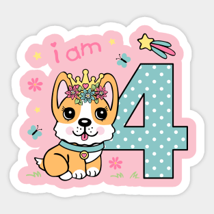 4. birthday - cute corgi Sticker